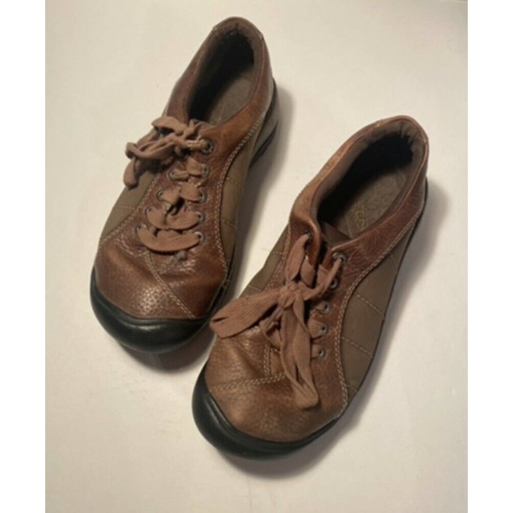 Keen hiking oxford comfort leather shoes 8.5 brown low top lace up 1007722